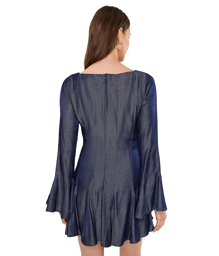 Avec Les Filles Long Sleeve Tie Neck Mini Dress - Image 4