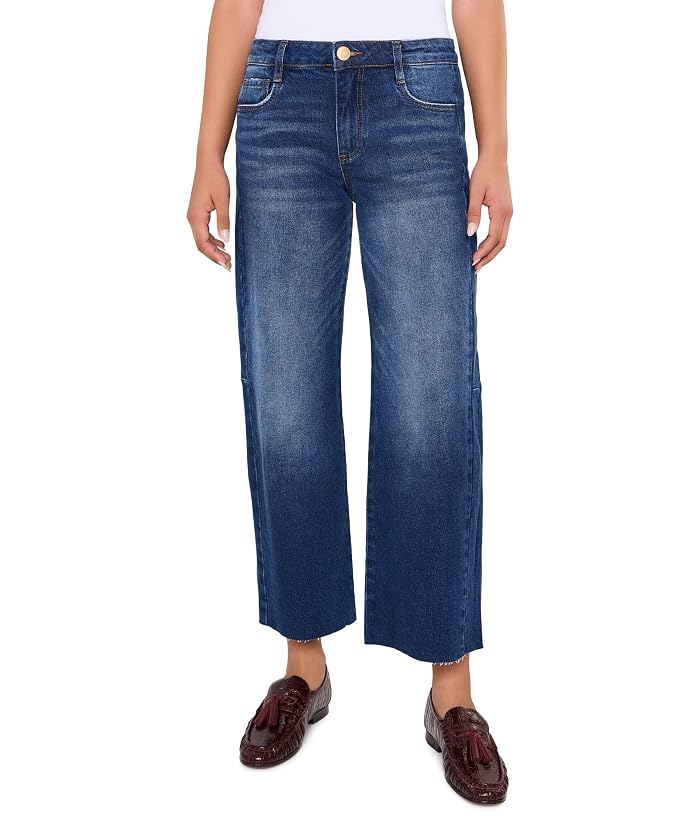 KUT from the Kloth Petite Meg High-Rise Wide Leg Side Panel Raw Hem in Curator