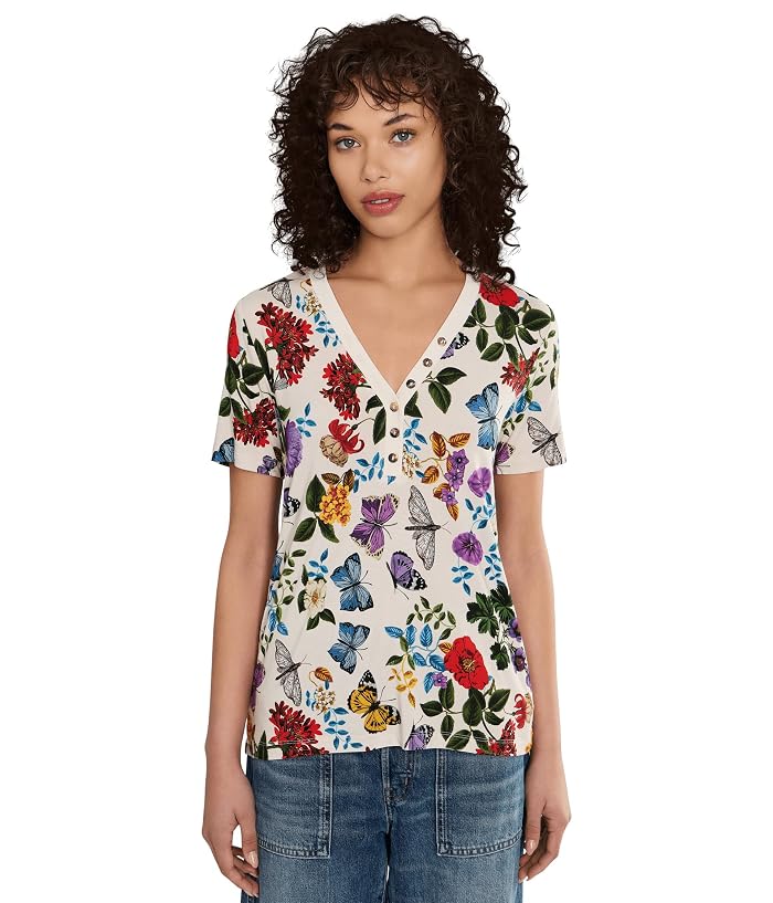 Johnny Was The Janie Favorite Short Sleeve Henley Tee- Kahlan