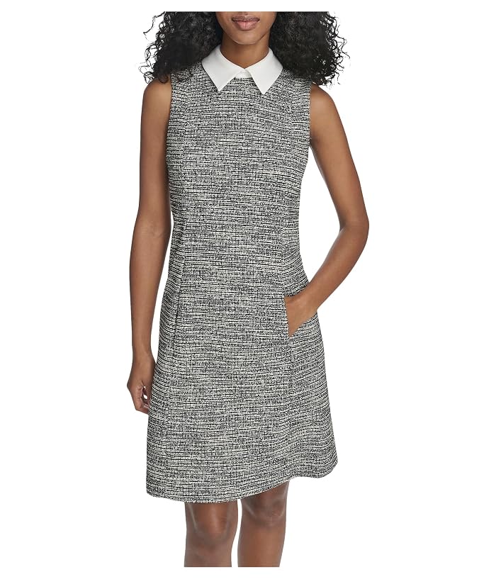 Calvin Klein Sleeveless Tweed Aline with Collar - Image 4