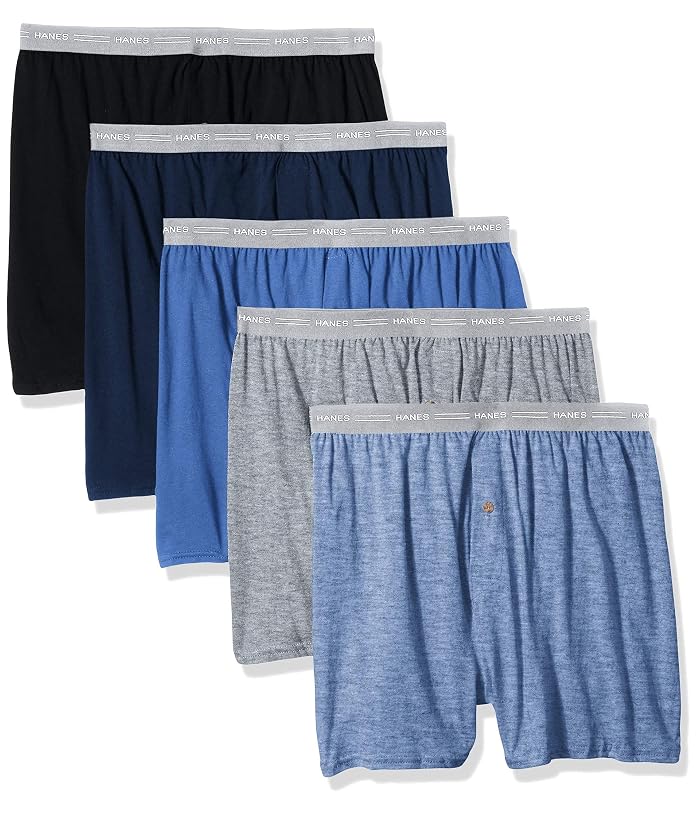 Hanes Exposed Waistband Knit Boxer-Multiple Packs Available