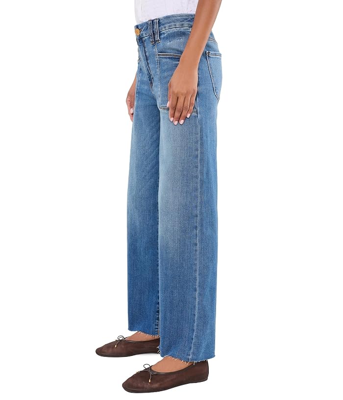 KUT from the Kloth Meg High-Rise Wide Leg Front Pockets Inset-Raw Hem - Image 3