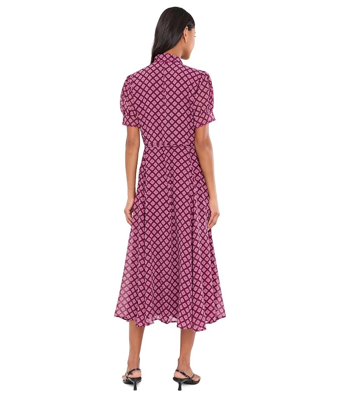 CeCe Short Sleeve Scallop Midi Dress with Tie - Image 4