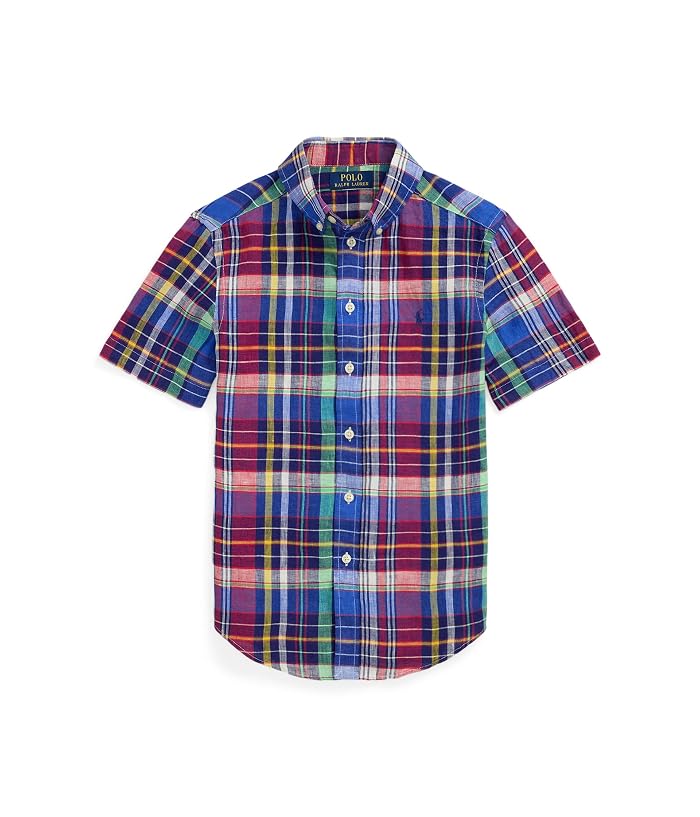 Polo Ralph Lauren Kids Plaid Linen Short Sleeve Shirt (Big Kid)