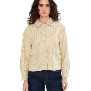 Vince Camuto Long Sleeve Button-Down Tweed Jacket