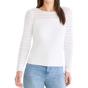 NIC+ZOE Petite Placed Pointelle Sweater