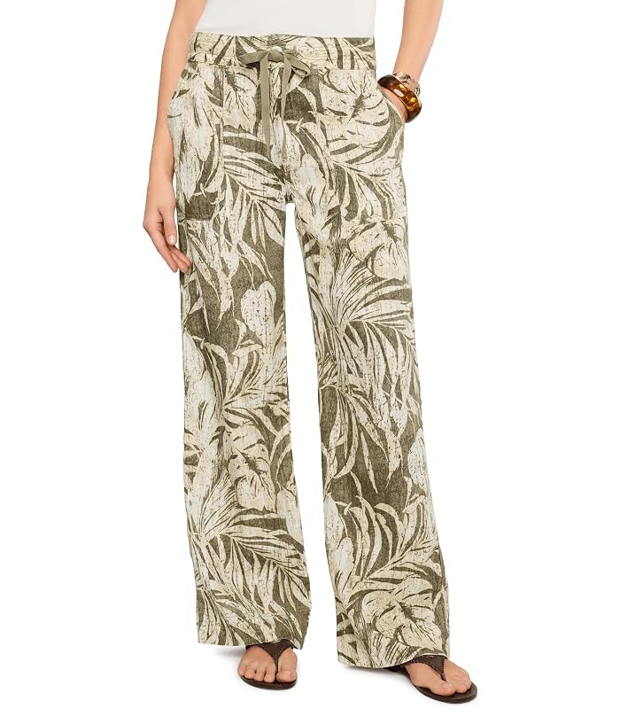 Lauren Ralph Lauren Palm-Frond-Print Linen Wide-Leg Pants