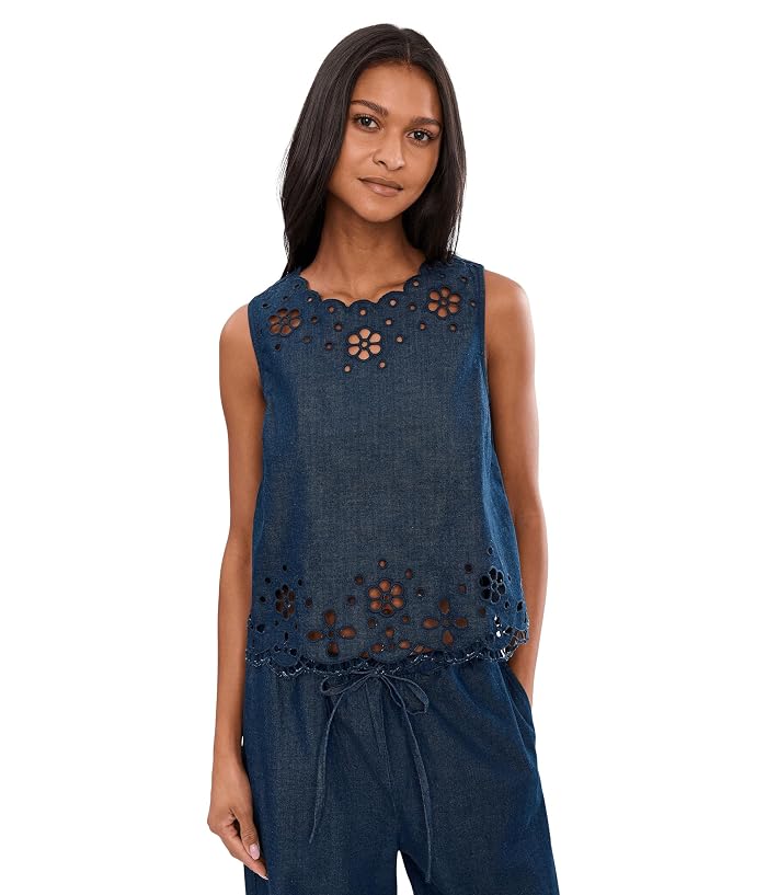 Madewell Denim Embroidered Shell Top