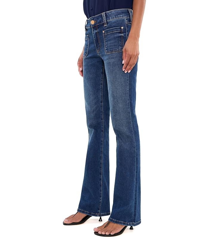 KUT from the Kloth Natalie Mid-Rise Flare with Patch Pocket Clean Hem - Image 4