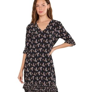 CeCe V-Neck Knit Dress with Ruffle Hem