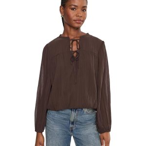 Vince Camuto Long Sleeve Bubble Hem with Split-Neck and Two Ties