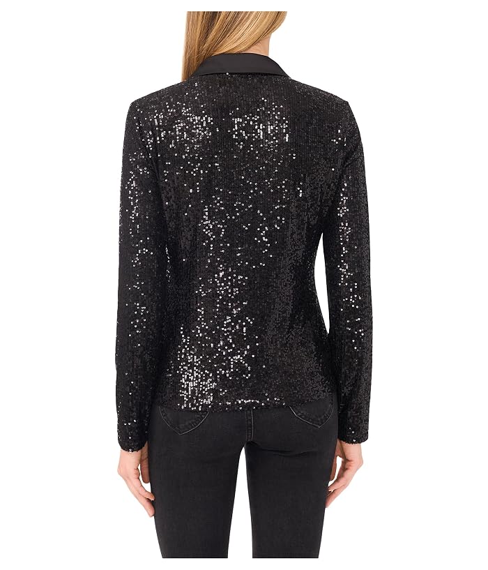CeCe Long Sleeve Sequin Polo Top - Image 2