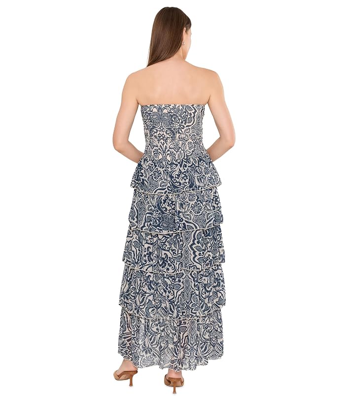 Avec Les Filles Batik Print Strapless Tiered Maxi Dress - Image 3