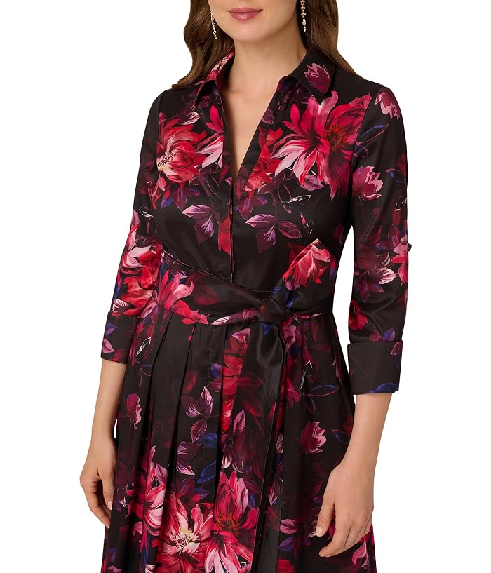 Adrianna Papell Printed Taffeta Shirt Dress - Image 3