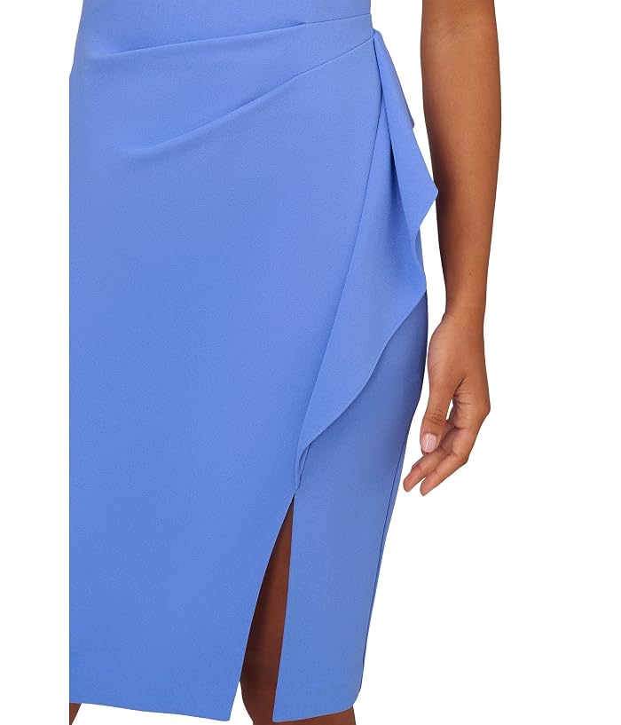 Adrianna Papell Stretch Crepe Side Draped Sheath Dress with Asymmetrical Neckline - Image 3