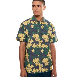 UNTUCKit Finchley Short Sleeve Cotton Print Slub Regular Fit Shirt