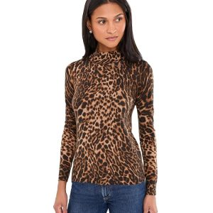 Lauren Ralph Lauren Ocelot-Print Mock Neck Sweater