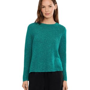 Eileen Fisher Organic Linen Cotton Slub Crew Neck Pullover