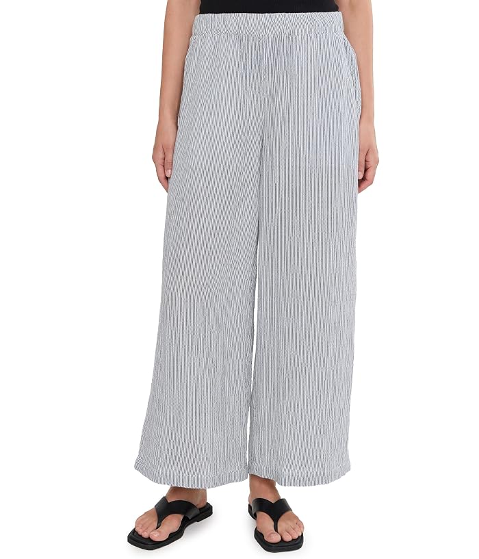Eileen Fisher Striped Organic Cotton Gauze Ankle Pant