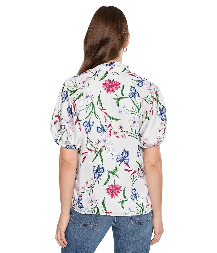 CeCe Ruffle Neck Raglan Seam Split Neck Top - Image 4