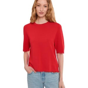 Elliott Lauren In The Fray - Short Sleeve Crew Neck Sweater With Fringe Detail