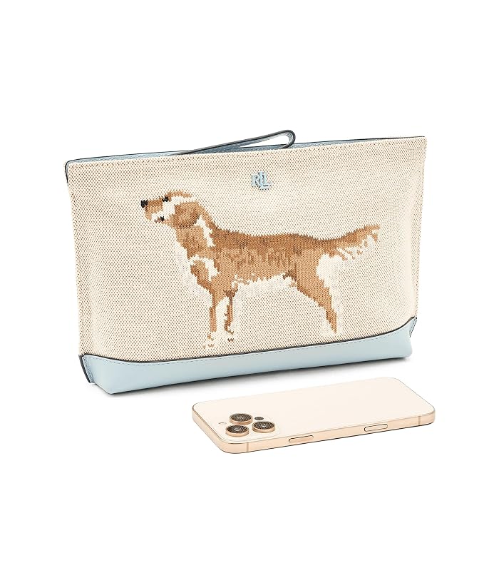 Lauren Ralph Lauren Dog-embroidered Canvas Large Pouch - Image 3