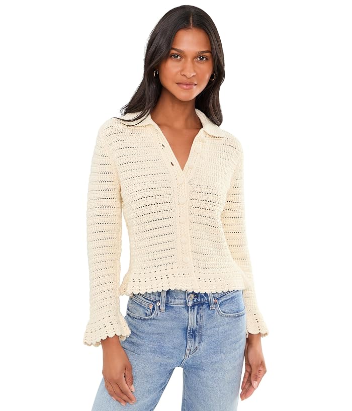 Madewell Pointelle-Knit Peplum Cardigan