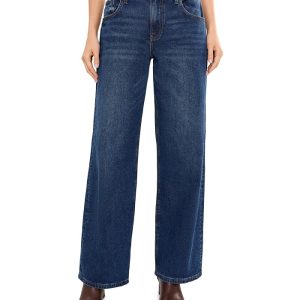 KUT from the Kloth Selena Baggy Low Rise Straight Leg Clean Hem in Gracefully/Dark Base Wash