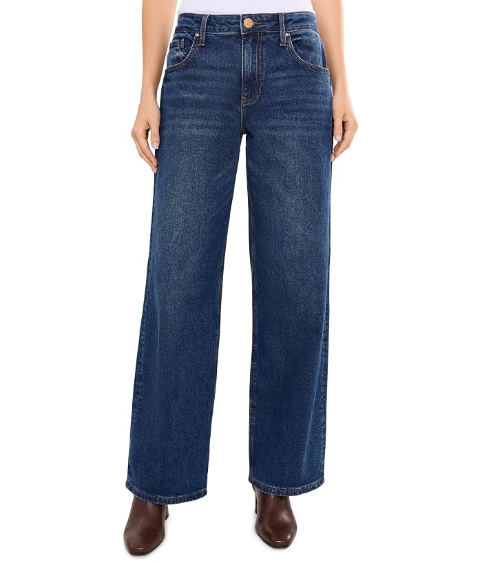 KUT from the Kloth Selena Baggy Low Rise Straight Leg Clean Hem in Gracefully/Dark Base Wash