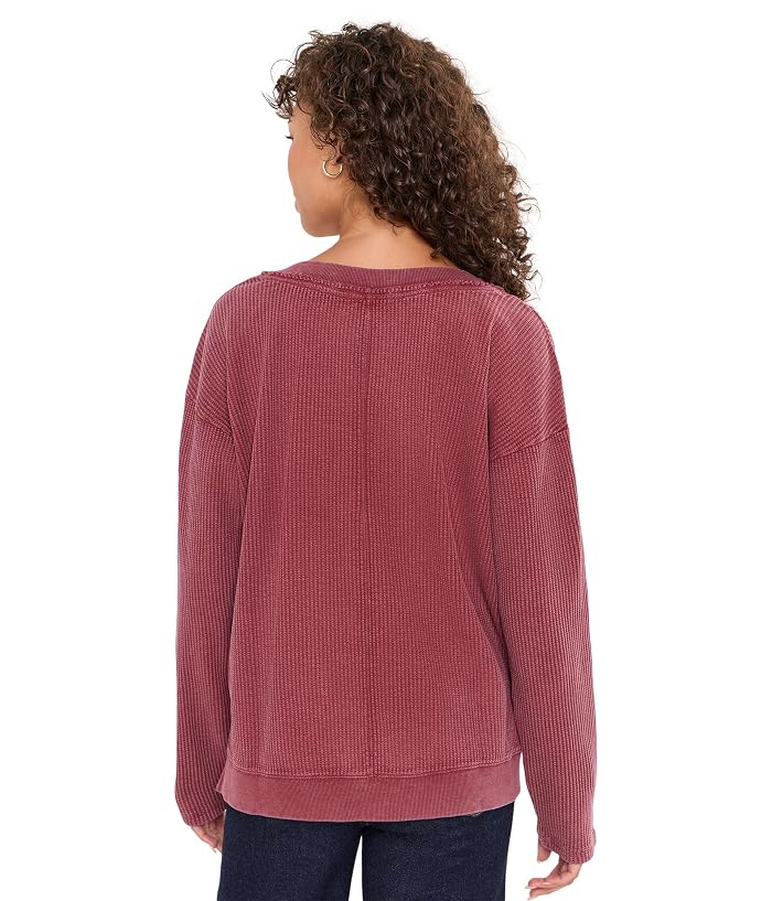 Mod-o-doc Long Sleeve V-Neck Waffle Texture Sweatshirt - Image 4