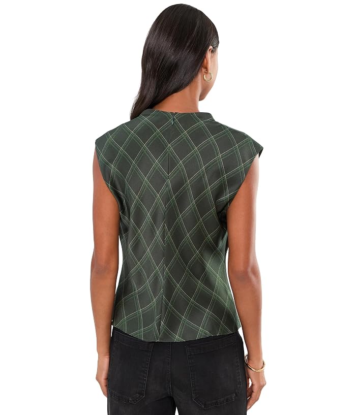 Vince Diamond Plaid On Draped Cowl Neck - Image 4