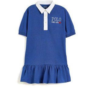 Polo Ralph Lauren Kids Logo Cotton Mesh Rugby Dress (Toddler/Little Kid)