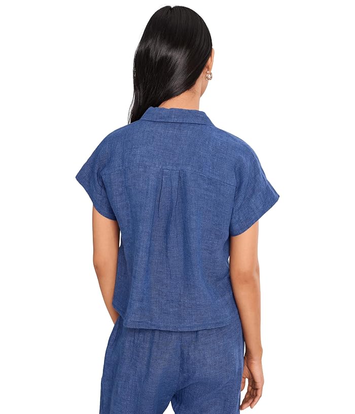 Eileen Fisher Petite Washed Organic Linen Delave Notch Collar Shirt - Image 4