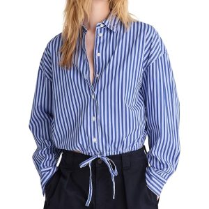 Madewell Drawstring Button-Up Shirt in Poplin