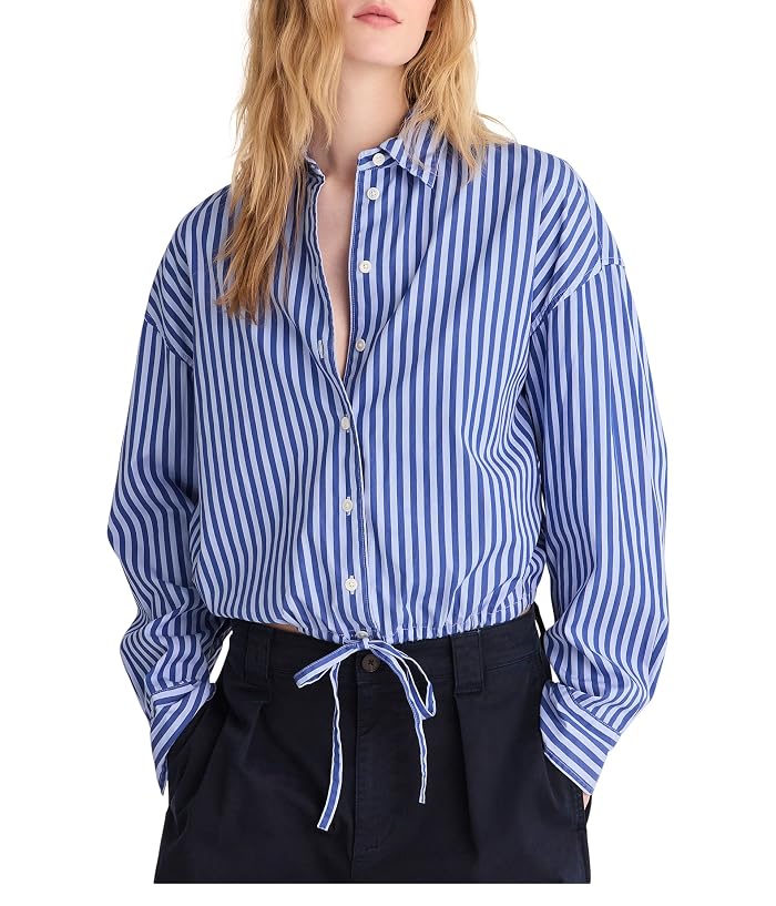 Madewell Drawstring Button-Up Shirt in Poplin