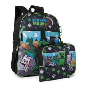 BIOWORLD Kids Minecraft Adventure Mode 5-piece Backpack Set (little Kid/Big Kid)