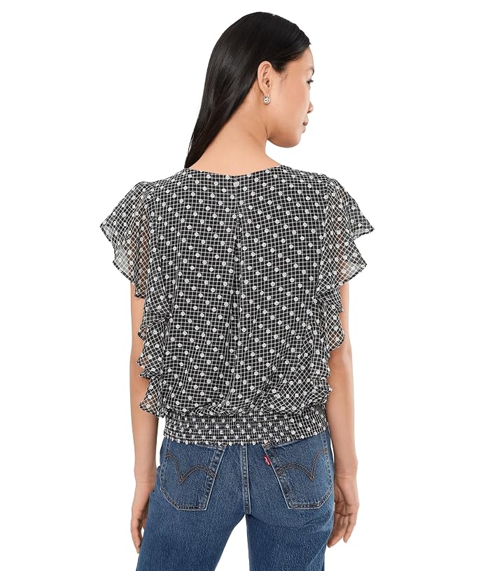 Liverpool Los Angeles Short Ruffle Sleeve Draped Front Woven Blouse - Image 4