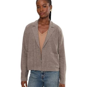 Eileen Fisher Fine Felted Wool Notch Collar Cardigan