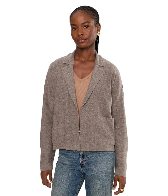 Eileen Fisher Fine Felted Wool Notch Collar Cardigan