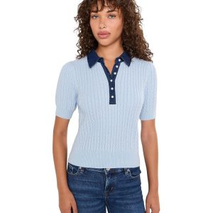 525 america Astor Denim Mix Mini Cable Short Sleeve Pullover