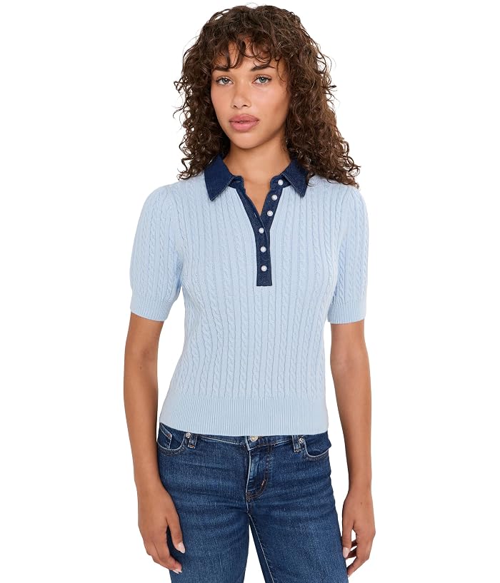 525 america Astor Denim Mix Mini Cable Short Sleeve Pullover