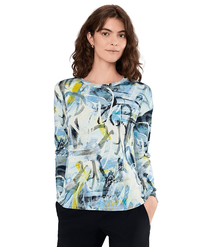 Elliott Lauren Collage - Long Sleeve Crew Neck Printed Top
