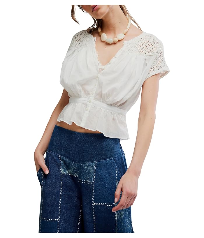 Free People Glimmer Embroidered Top