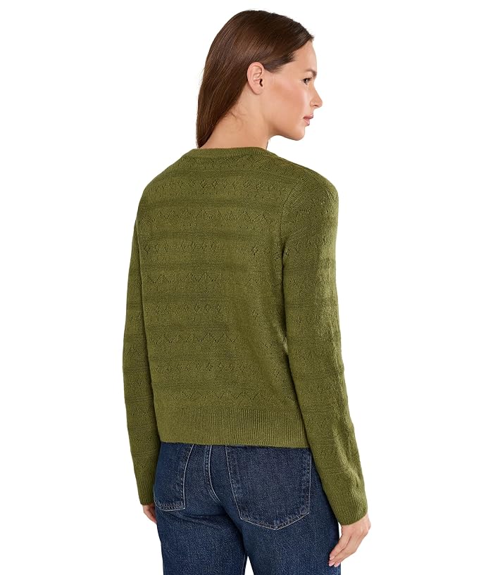 CeCe Long Sleeve Pointelle Cardigan with Lace Placket - Image 4