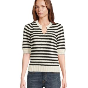 Michael Stars Rosanna Striped Puff Sleeve Sweater