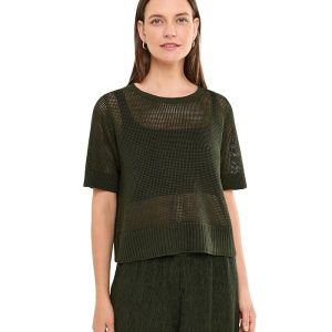 Eileen Fisher Organic Linen Cotton Round Neck Short Sleeve Sweater