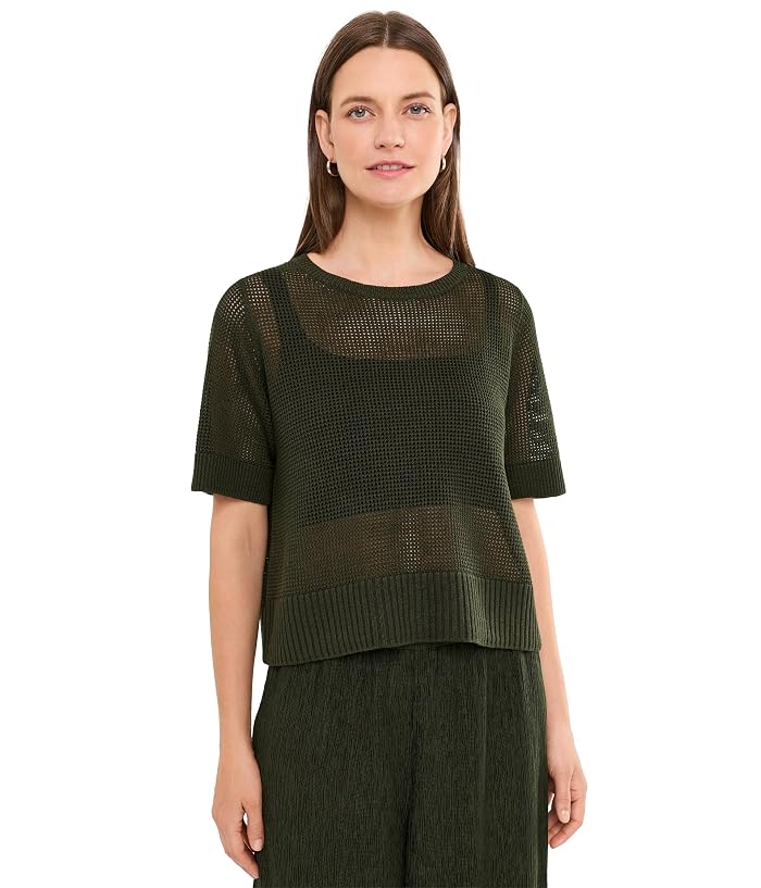 Eileen Fisher Organic Linen Cotton Round Neck Short Sleeve Sweater