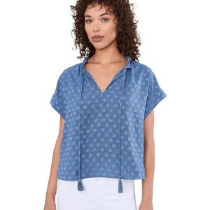 Vince Camuto V-neck With Front Tie And Rolledup Short Sleeve