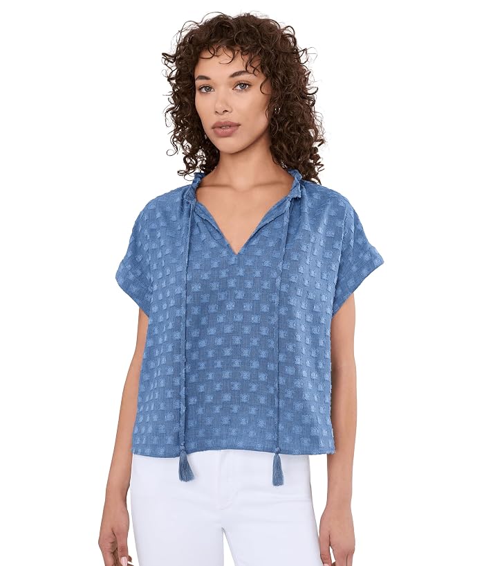 Vince Camuto V-neck With Front Tie And Rolledup Short Sleeve