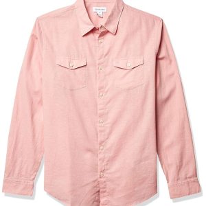 Calvin Klein Long Sleeve Stretch Cotton Linen Button Down Shirt
